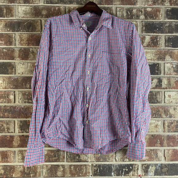 J. Crew Factory Other - Tailored by J. Crew Men Slim Fit Gingham Check Red Blue Button Down Shirt  Size: